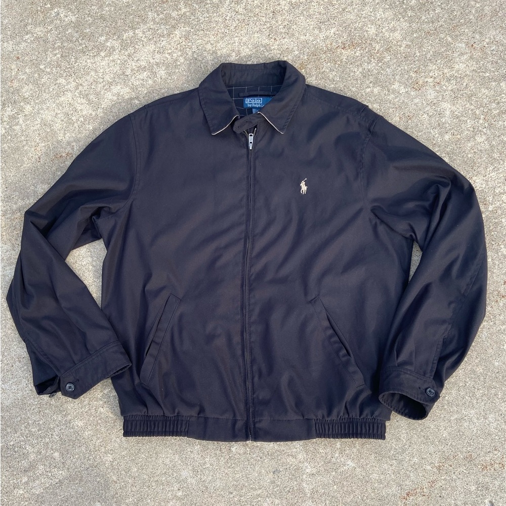 VINTAGE Polo Ralph Lauren black bomber windbreaker jacket